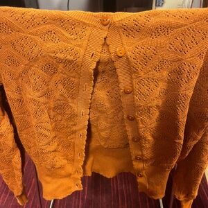 Princess Highway Orange Pointelle Cardigan AUS 10/US 8